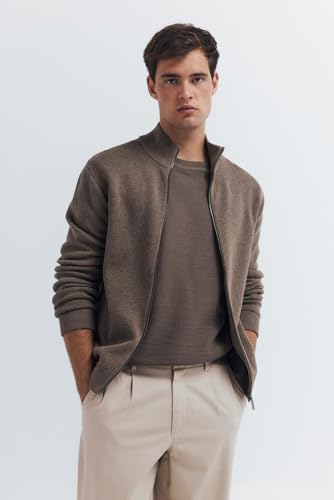 SPRINGFIELD Herren New Gg12 Milano Knittted Zip Up Cardigan Strickjacke mit Reißverschluss, hautfarben, Small von Springfield