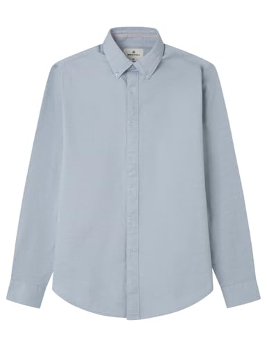 SPRINGFIELD Herren New Structure Shirt with Tree Embroidery Strukturhemd, blau, XS von Springfield