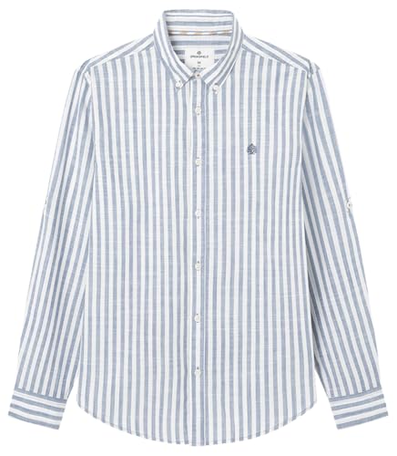 SPRINGFIELD Herren CamisadealgodónSlubrayas Leicht Streifen Stoff, Maritimes Blau A, M von Springfield