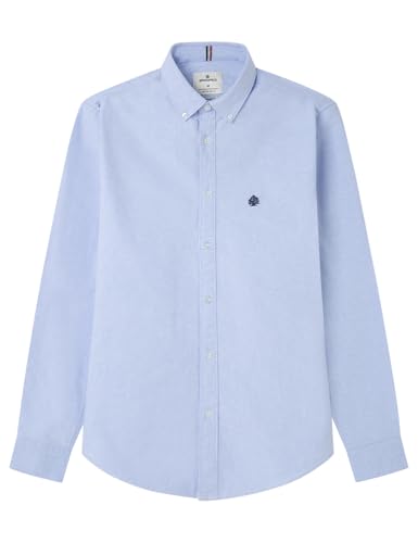 SPRINGFIELD Herren Original Oxford with Tree Embroidery. 100% Bci Cotton Besticktes Hemd, blau, XS von Springfield