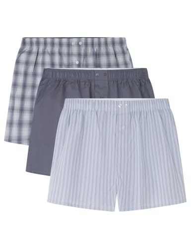 SPRINGFIELD Herren Pack 3 Woven Stripes and Checks Underware. 100% Bci Cotton Boxershorts mit Muster, blau, S von Springfield