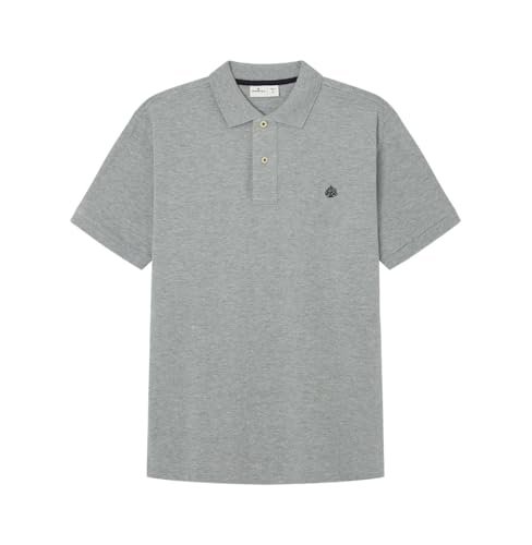 SPRINGFIELD Herren Polo básico de Regular Fit. Logotipo del árbol Bordado Basic-Piqué Poloshirt mit normaler Passform, Grau Melange, L von Springfield