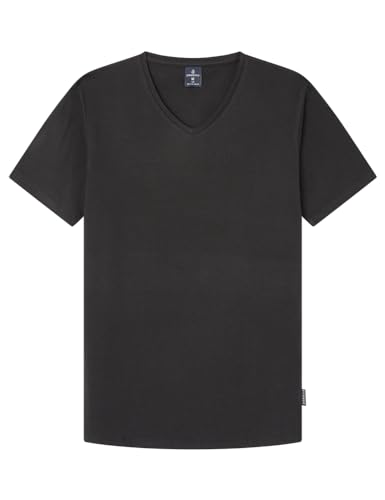 SPRINGFIELD Herren Reconsider Basic V Neck Cotton with Elastane T-Shirt, Black, M von Springfield