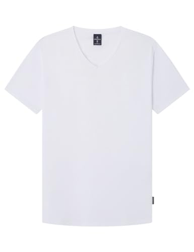 SPRINGFIELD Herren Reconsider Basic V Neck Cotton with Elastane T-Shirt, White, XS von Springfield