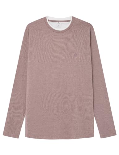 SPRINGFIELD Herren Reconsider Double Neck Long Sleeve Striped T-Shirt, Wine, L von Springfield