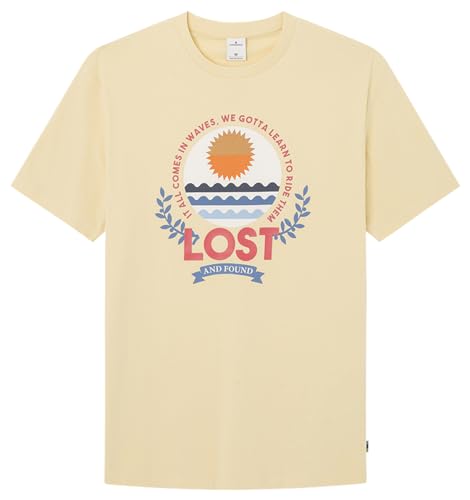 SPRINGFIELD Herren Reconsider Short Sleeve with Beach Print On Chest T-Shirt, Yellow, M von Springfield