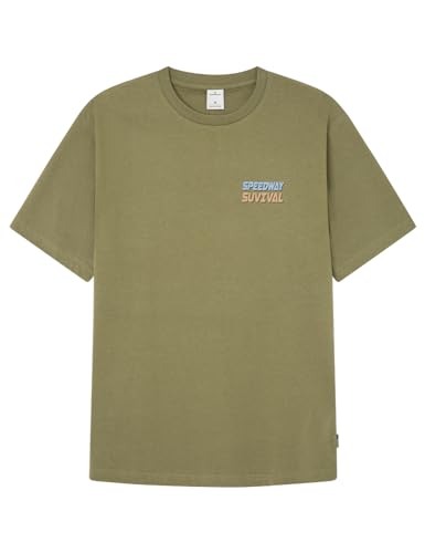 SPRINGFIELD Herren Reconsider Short Sleeve with Racing Car Print On Chest and Back T-Shirt, MEDIUM_Khaki, XS von Springfield