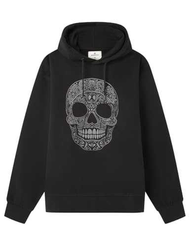 SPRINGFIELD Herren Skull Print Sewatshirt Loose Fit Bedruckter Sweatshirt, Schwarz, Small SPRINGFIELD Herren Skull Print Sewatshirt Loose Fit Bedruckter Sweatshirt, Schwarz, Small von Springfield