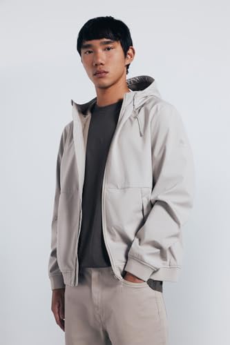 SPRINGFIELD Herren Softshell Hoodie Comfort Stretch Water Resistant. Jacke mit Kapuze, Sandfarben, Large von Springfield