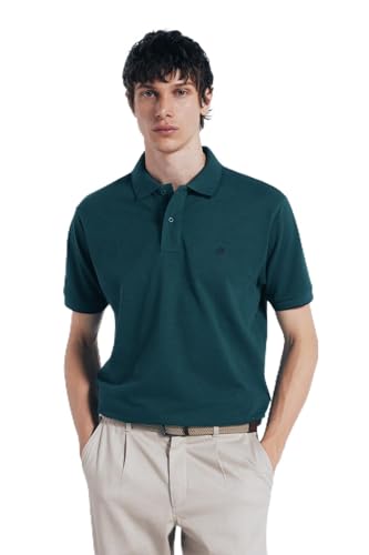 SPRINGFIELD Herren Ss Polo Pique Slub Tippings with Tree Embro8idery. 100% Bci Cotton Poloshirt, grün, Small von Springfield