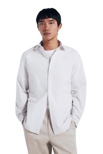 SPRINGFIELD Herren Striped Classic Oxford with Tree Embroidery Gestreiftes Hemd, beige, L von Springfield
