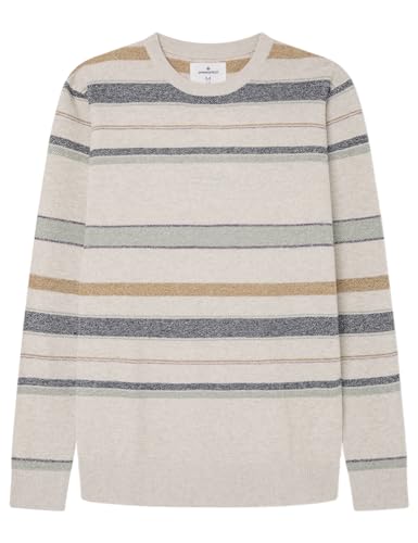 SPRINGFIELD Herren Structured Colourful Striped Jersey Pullover, Navy, XL von Springfield