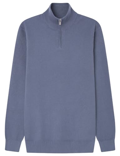 SPRINGFIELD Herren Structured Jumper with Zipped Collar Polo-Pullover, Light_Blue, M von Springfield