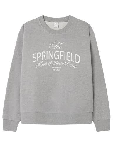 SPRINGFIELD Herren Sudadera Branding Fleece ESP Frq Sweatshirt, grau meliert, Small von Springfield