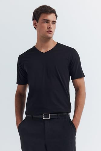 SPRINGFIELD Herren T Shirt Licra V Collar Lycra, Schwarz, M von Springfield