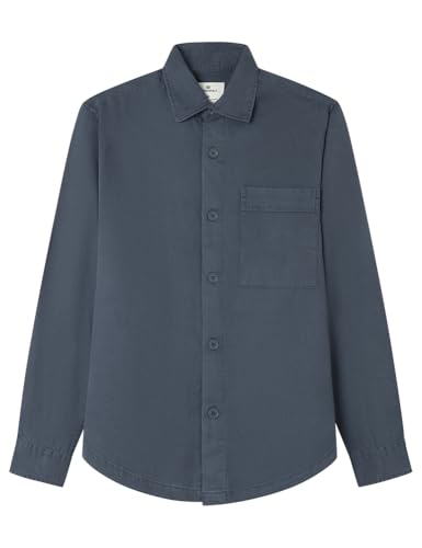 SPRINGFIELD Herren Tencel Lightweight Overshirt with Left Frontal Pocket Leichtes Hemd, blau, XL von Springfield