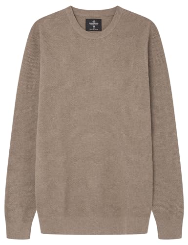 SPRINGFIELD Herren Textured Colour Jumper Polo-Pullover, Sand, M von Springfield