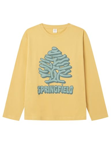 SPRINGFIELD Jungen Long Sleeve Printed T-Shirt, Groovy Tree Langarmshirt, gelb, 7-8 Jahre von Springfield