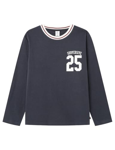 SPRINGFIELD Jungen Long Sleeve Printed T-Shirt, Varsity Subversive Number Langarmshirt, blau, 11-12 Jahre von Springfield