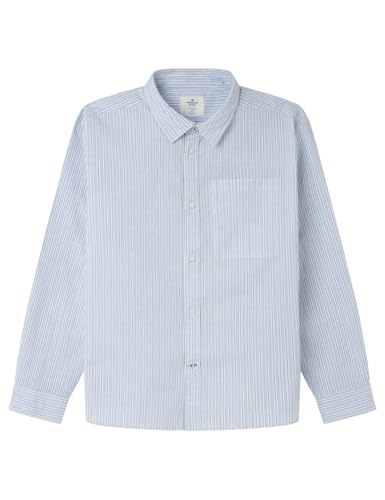 SPRINGFIELD Jungen Poplin Striped Shirt Hemd aus Popeline, blau, 7-8 Jahre von Springfield