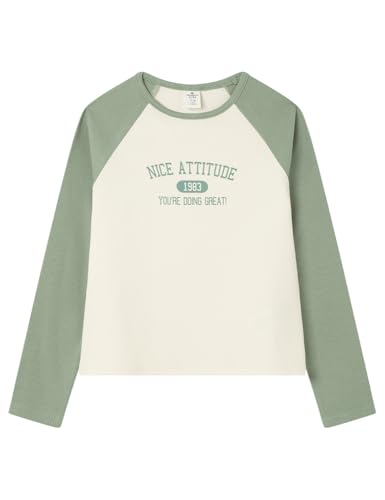 SPRINGFIELD Mädchen Nice Attitude Raglan Rib Long Sleeve T-Shirt, weiß, 11-12 Jahre von Springfield
