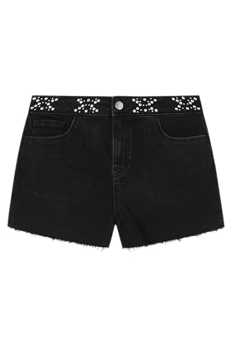 Springfield, Damen-Jeans-Shorts mit Metallverzierungen am Bund, Kollektion Deine Schuld, Schwarz, 34 Kurz Springfield, Damen-Jeans-Shorts mit Metallverzierungen am Bund, Kollektion Deine Schuld, Schwarz, 34 Kurz von Springfield