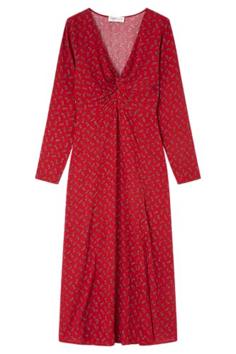 Springfield, Damen-Maxikleid mit Langen Ärmeln und Frontschlitz, Kollektion Deine Schuld, Rot, S von Springfield