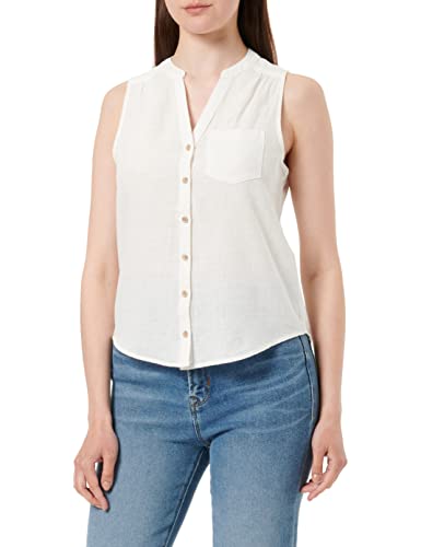 Springfield Damen Ärmelloses Leinen Baumwolle Hemd, Gelb/Pistazie, 38 von Springfield