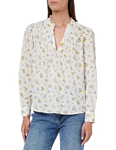 Springfield Damen Bluse Pintucks Bedruckt Baumwolle Hemd, beige, 36 von Springfield