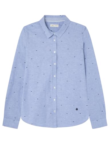 Springfield Damen CamisaOxfordDeAlgodónYElastano.Logotipobordado. Halbtailliertes Oxford-Hemd, Bedruckt Blau, 40 von Springfield