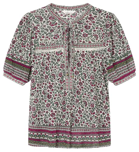 Springfield Damen Camiseta Bluse mit Mix Print, Beige, XS von Springfield