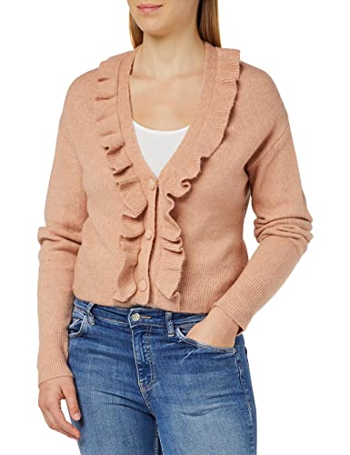 Springfield Damen Cardigan Rüschen Polo-Pullover, Rosa, L von Springfield