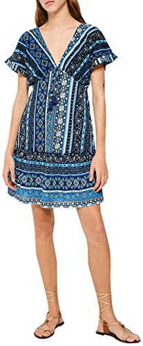 Springfield Damen Dress Kleid, Bedruckt blau, Medium von Springfield