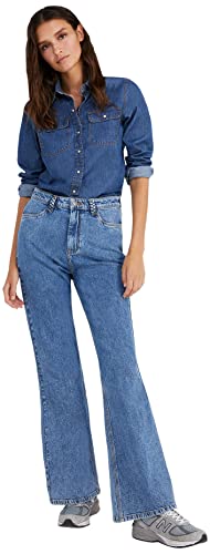 Springfield Damen Flare Geflochtene Schlaufen, nachhaltiges Waschen Jeans, Blau (Azul Medio), 36 von Springfield