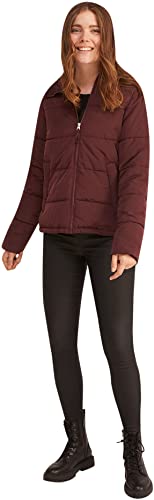 Springfield Damen Kurze Kapuze aus recyceltem Polyester Jacke, burgunderfarben, 46 von Springfield