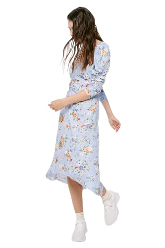 Springfield Damen Midi-Druck Asymmetrisch Kleid, Mittelblau, 42 von Springfield