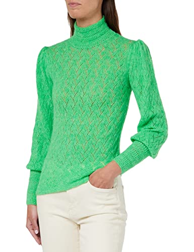 Springfield Damen Romantischer durchbrochen Polo-Pullover, grün, L von Springfield