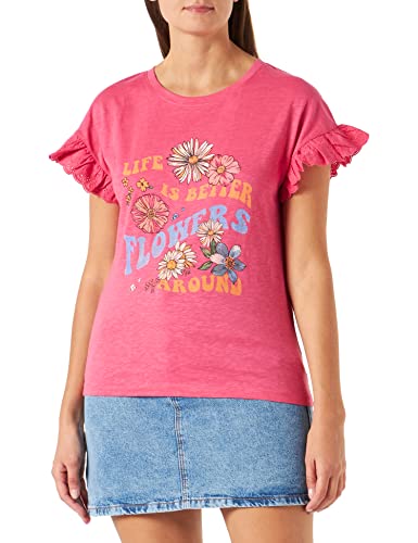 Springfield Damen T-Shirt mit Rüschen Unterhemd, dunkelgrau, Small von Springfield