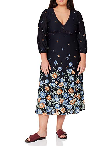 Springfield Damen Vestido Midi Flor Degradada Kleid, hellblau, Medium von Springfield