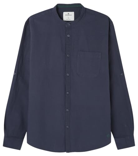Springfield Herren Camisa Mao-Seersucker-Hemd, Azul Oscuro, L von Springfield