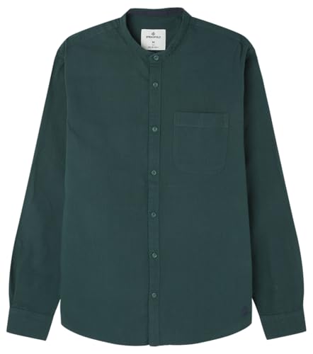 Springfield Herren Camisa Mao-Seersucker-Hemd, Verde, M von Springfield