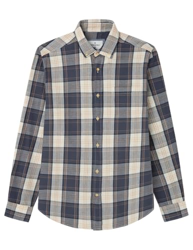 Springfield Herren Camisa ls de sarga a Cuadros Businesshemd, Estampado Blanco, L von Springfield