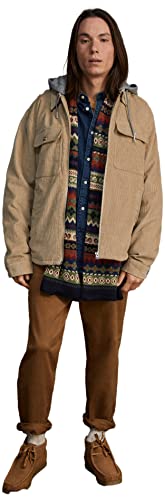 Springfield Herren Overshirt Cord Abnehmbare Kapuze Jacke, beige, XL von Springfield