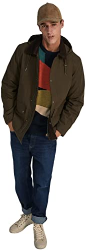 Springfield Herren Parka Cordkragen Abnehmbare Kapuze Jacke, Dunkles kaki, L von Springfield