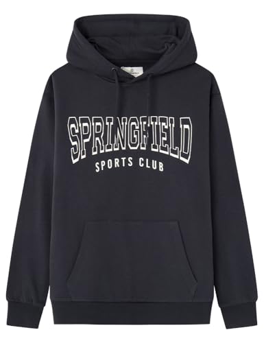 Springfield Herren Sudadera básica Con Capucha Hooded Sweatshirt, Azul Oscuro, Small Springfield Herren Sudadera básica Con Capucha Hooded Sweatshirt, Azul Oscuro, Small von Springfield