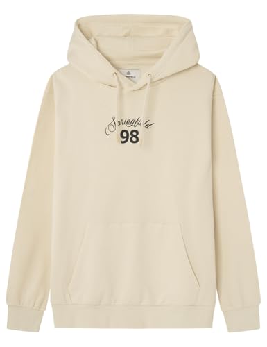 Springfield Herren Sudadera básica Con Capucha Hooded Sweatshirt, Estampado Blanco, M von Springfield
