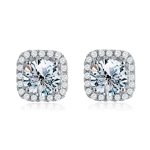 ✦ Geschenke für Frauen ✦ Springlight Moissanit-Ohrringe, S925 Sterling Silber 0,5-1 ct D Farbe Reinheit VVS1 Quadrat Form Moissanit Diamant Ohrstecker,Hochzeitsgeschenk Verlobungsgeschenk.(0.5ct) von Springlight