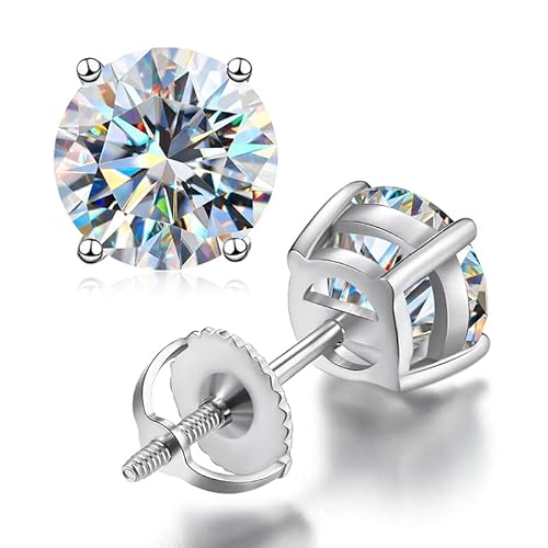 ✦ Geschenke für Frauen ✦ Springlight Moissanit-Ohrringe,S925 Sterling Silber 0,5-2 ct D Farbe Reinheit VVS1 Klassische Vier Krallen Moissanit Ohrstecker,Hochzeitsgeschenk Verlobungsgeschenk.(0,5ct) von Springlight