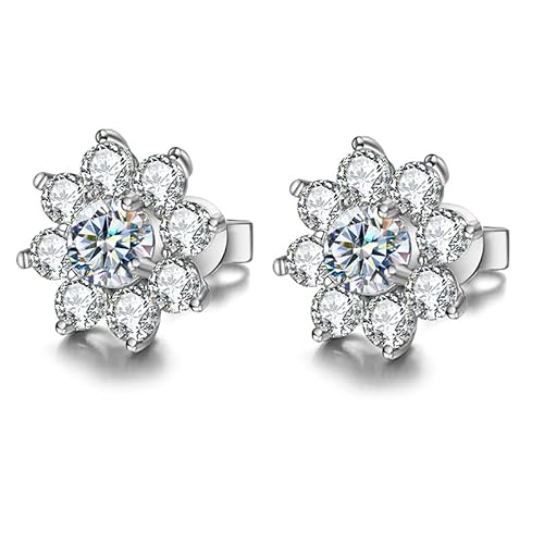 ✦ Geschenke für Frauen ✦ Springlight Moissanit-Ohrringe,S925 Sterling Silber 0,5 ct D Farbe Reinheit VVS1 Volle Diamant Blume Moissanit Ohrstecker,Hochzeitsgeschenk Verlobungsgeschenk. von Springlight