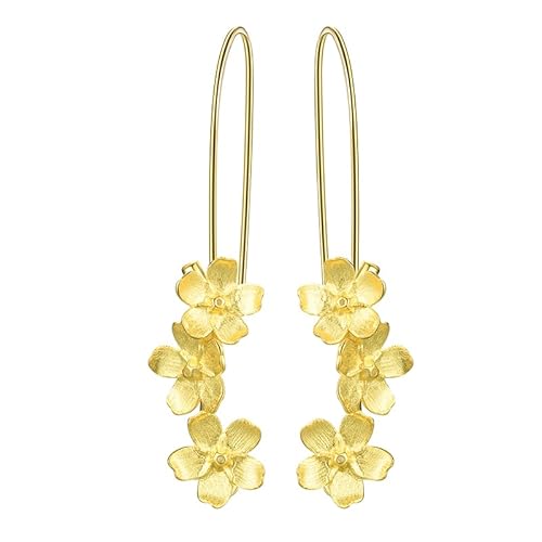 ✦ Weihnachtsgeschenke für Frauen ✦Springlight Ohrringe Silber 925 Hängend Elegant Blume Lang Hängend Ohrringe Handgefertigter Schmuck Damen Geschenke für Frauen.(Gold) von Springlight